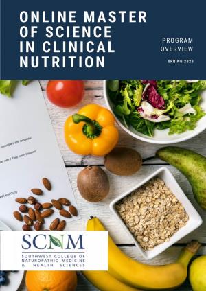 Online Master of Science in Clinical Nutrition Include