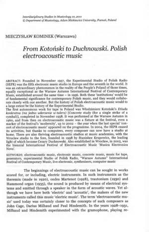 From Kotoński to Duchnowski. Polish Electroacoustic Music