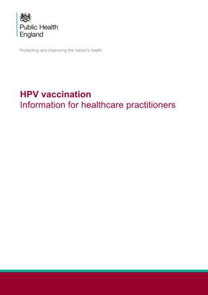 HPV Vaccination Information for Healthcare Practitioners