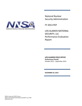 National Nuclear Security Administration FY 2013 PEP LOS
