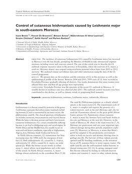 Control of Cutaneous Leishmaniasis Caused by Leishmania Major in South-Eastern Morocco