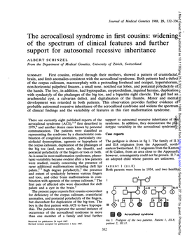 The Acrocallosal Syndrome in First Cousins: Widening of the Spectrum of Clinical Features and Further Support for Autosomal Recessive Inheritance