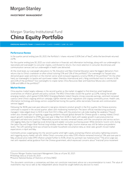 Morgan Stanley Institutional Fund China Equity Portfolio
