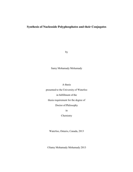 Synthesis of Nucleoside Polyphosphates and Their Conjugates