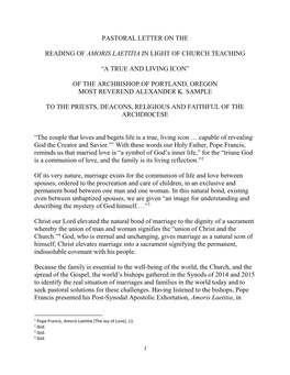 Pastoral Letter on the Reading of Amoris Laetitia In