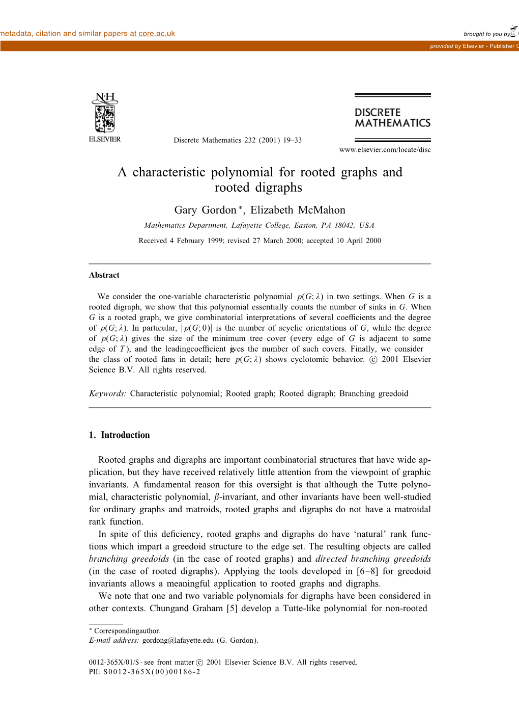 A Characteristic Polynomial for Rooted Graphs and Rooted Digraphs