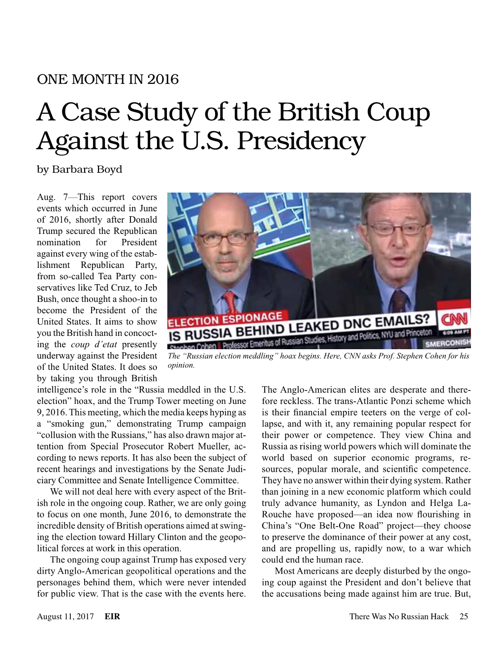 A Case Study of the British Coup Against the U.S. Presidency by Barbara Boyd