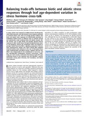 Balancing Trade-Offs Between Biotic and Abiotic Stress Responses Through Leaf Age-Dependent Variation in Stress Hormone Cross-Talk