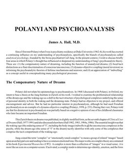 Polanyi and Psychoanalysis