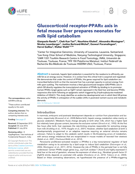 Glucocorticoid Receptor-Ppara Axis in Fetal Mouse Liver Prepares