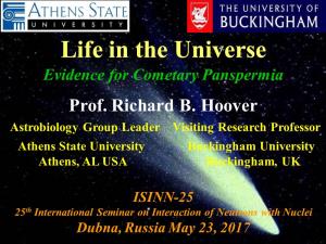 Life in the Universe Evidence for Cometary Panspermia
