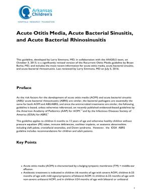 Acute Otitis Media, Acute Bacterial Sinusitis, and Acute Bacterial Rhinosinusitis