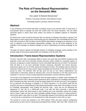 The Role of Frame-Based Representation on the Semantic Web