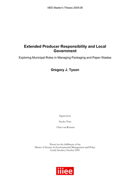 Extended Producer Responsibility and Local Government