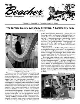 The Laporte County Symphony Orchestra: a Community Gem by Paula Mchugh