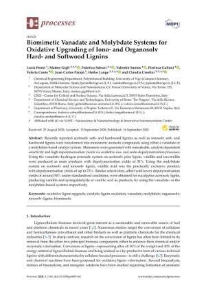 Biomimetic Vanadate and Molybdate Systems for Oxidative Upgrading of Iono- and Organosolv Hard- and Softwood Lignins