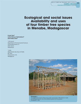 Ecological and Social Issues Availability and Uses of Four Timber Tree Species in Menabe, Madagascar
