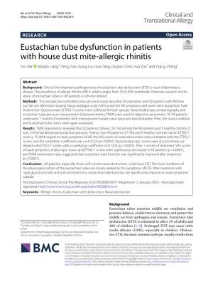 Eustachian Tube Dysfunction in Patients with House Dust Mite