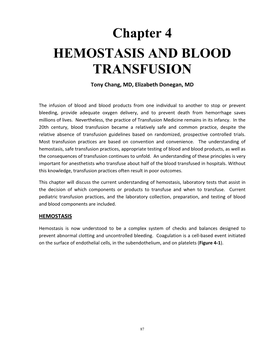 Chapter 4 HEMOSTASIS and BLOOD