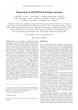 Expression of ADAMTS4 in Ewing's Sarcoma