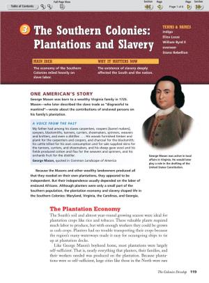 The Southern Colonies: Plantations and Slavery