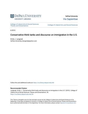 Conservative Think Tanks and Discourse on Immigration in the U.S
