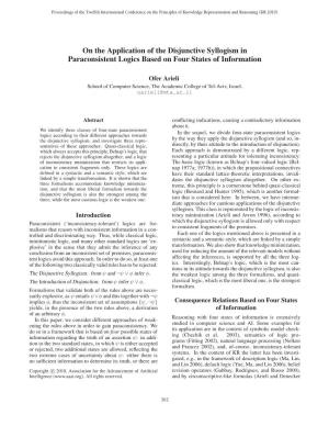On the Application of the Disjunctive Syllogism in Paraconsistent Logics Based on Four States of Information