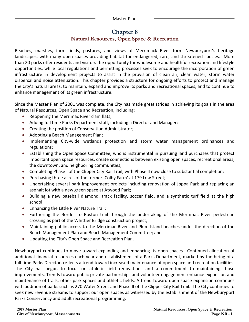 Chapter 8 Natural Resources, Open Space & Recreation