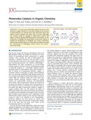Photoredox Catalysis in Organic Chemistry Megan H