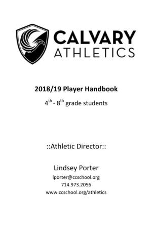 2018/19 Player Handbook ::Athletic Director:: Lindsey Porter