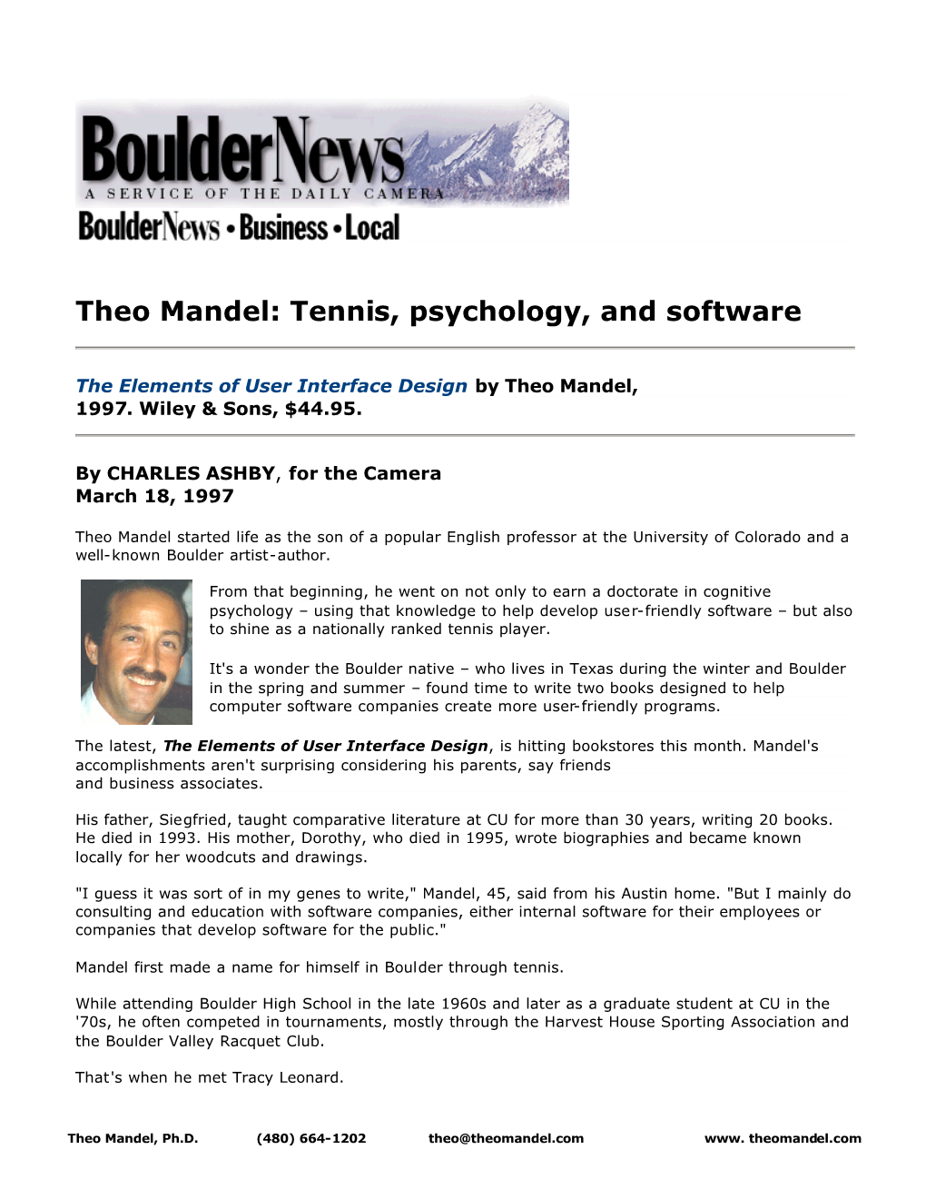 Tennis, Psychology, and Software