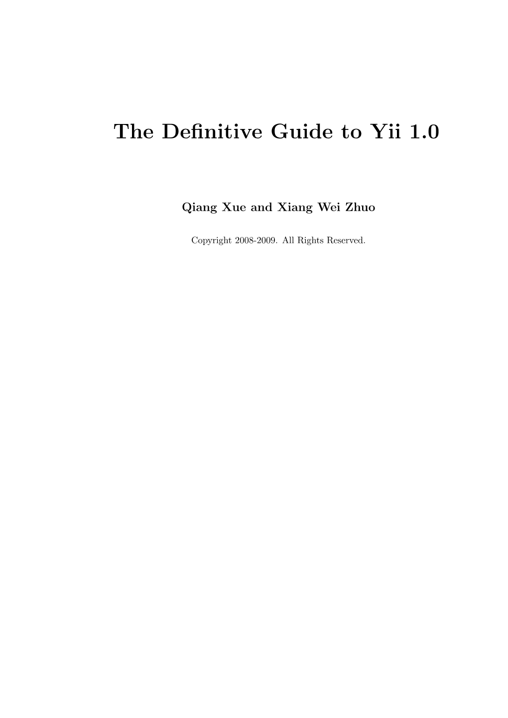The Definitive Guide to Yii