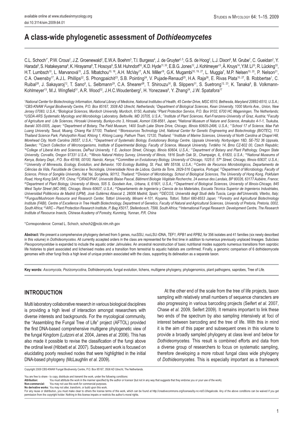 A Class-Wide Phylogenetic Assessment of Dothideomycetes