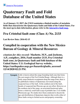 Quaternary Fault and Fold Database of the United States