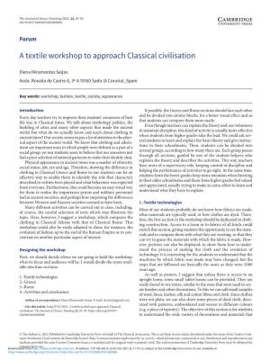 A Textile Workshop to Approach Classical Civilisation