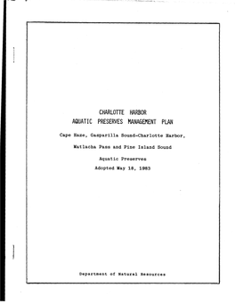 Charlotte Harbor Aquatic Preserves Management Plan (1983)