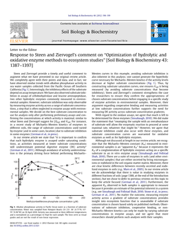 Optimization of Hydrolytic and Oxidative Enzyme Methods to Ecosystem Studies” [Soil Biology & Biochemistry 43: 1387–1397]