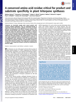 A Conserved Amino Acid Residue Critical for Product and Substrate