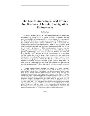 The Fourth Amendment and Privacy Implications of Interior Immigration Enforcement