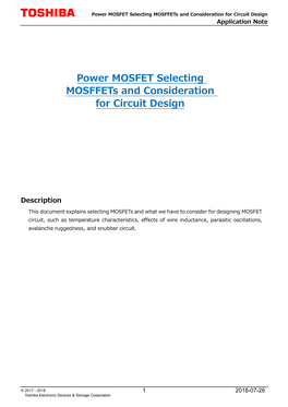 Power MOSFET Selecting Mosffets and Consideration for Circuit Design Application Note