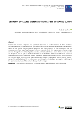Geometry of Vaulted Systems in the Treatises by Guarino Guarini