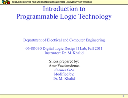 Introduction to Programmable Logic Technology