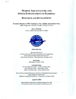 Marine Aquaculture and Stock Enhancement in Florida