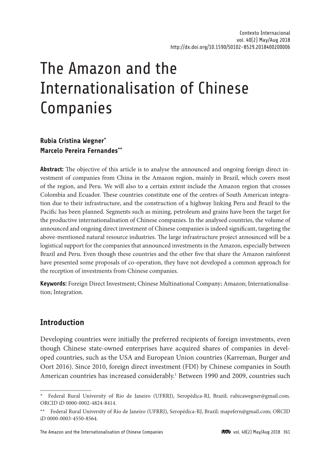 The Amazon and the Internationalisation of Chinese Companies Vol