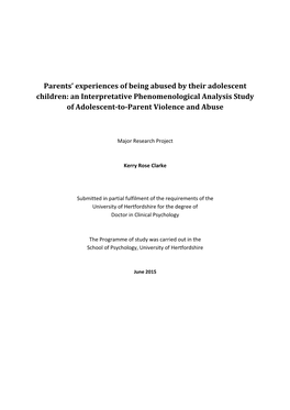 Parents' Experiences of Being Abused by Their Adolescent Children