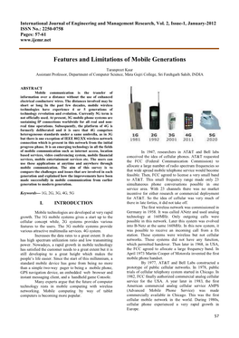 Features and Limitations of Mobile Generations