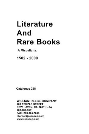 Literature and Rare Books a Miscellany