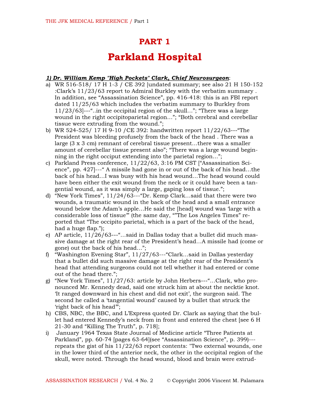 The JFK Assassination Medical Reference