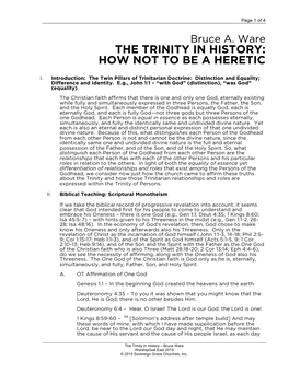 Trinity in History: How Not to Be a Heretic
