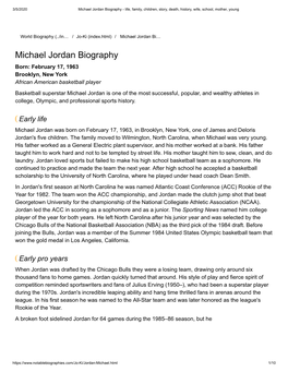 Michael Jordan Biography - Life, Family, Children, Story, Death, History, Wife, School, Mother, Young